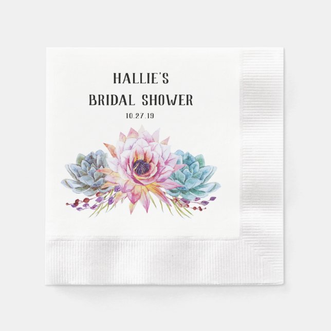 Serviette En Papier Serviettes personnalisées Succulentes (Devant)