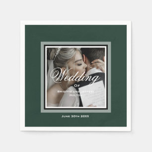 Serviette En Papier Serviettes photo mariage personnalisables Emerald 