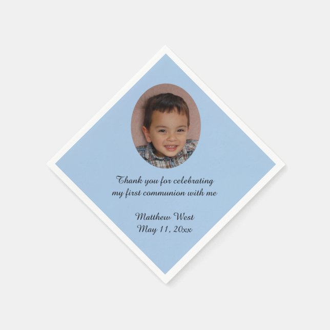 Serviette En Papier Serviettes photo personnalisées bleues (Coin)