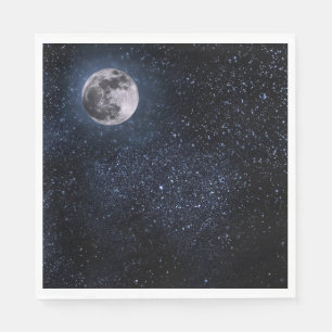 Serviette En Papier Serviettes Pleine Lune Ciel Nocturne Étoiles Espac