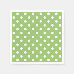 Serviette En Papier Serviettes Pois vertes et blanches