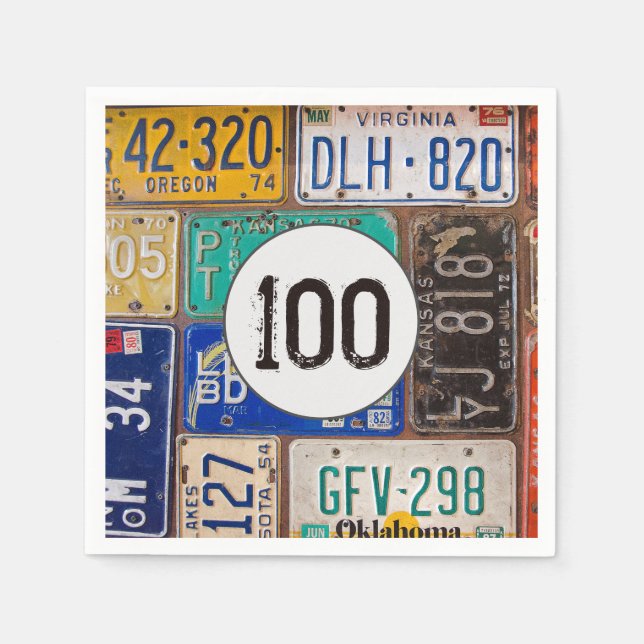 Serviette En Papier Serviettes pour 100e anniversaire avec plaque d'im (Devant)
