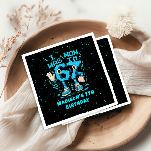 Serviette En Papier Serviettes pour 7e anniversaire Six Seven Pixel Me