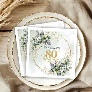 Serviette En Papier Serviettes pour 80e anniversaire Boho Dusty Green