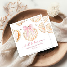 Serviettes pour Baby Shower à nœud rose coquillage