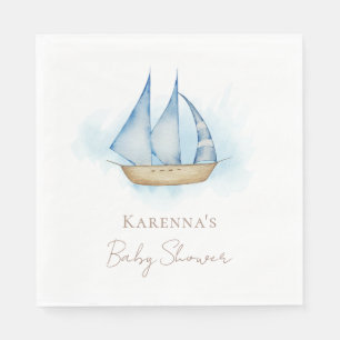 Serviette En Papier Serviettes pour Baby Shower blanc Aventure Nautiqu