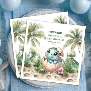 Serviette En Papier Serviettes pour Baby Shower Charmant Dino qui éclo
