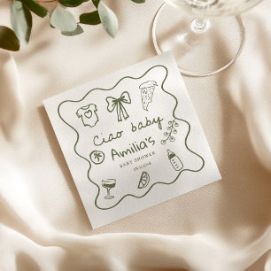 Serviette En Papier Serviettes pour Baby Shower Ciao Baby Pizza Italie