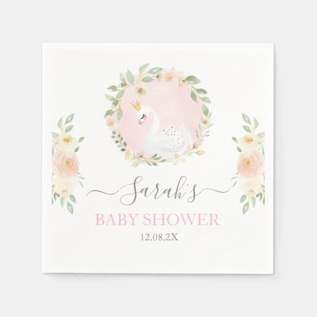 Serviette En Papier Serviettes pour Baby Shower Cygne (Devant)