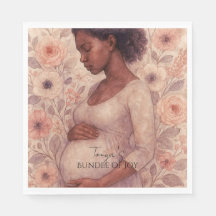 Serviettes pour Baby Shower, Femme enceinte noire