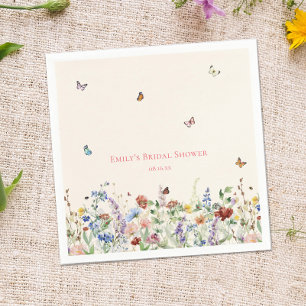 Serviette En Papier Serviettes pour Baby Shower Fleur Sauvage & Papill