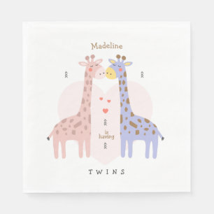 Serviette En Papier Serviettes pour Baby Shower Jumeaux Girafes