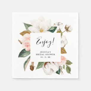Serviette En Papier Serviettes pour Baby Shower Magnolias Aquarelle & 