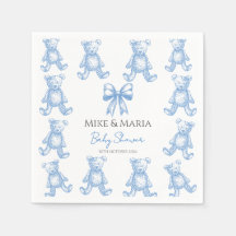 Serviettes pour baby shower ours en peluche