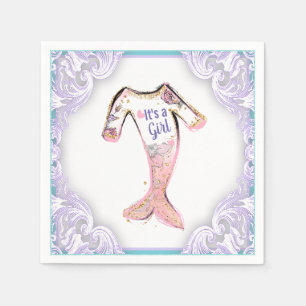 Serviette En Papier Serviettes pour Baby Shower Sirène