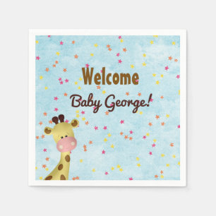 Serviette En Papier Serviettes pour Baby Shower thème girafe garçon