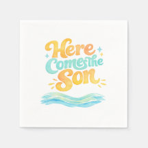 Serviettes pour Baby Shower Watercolor Here Comes