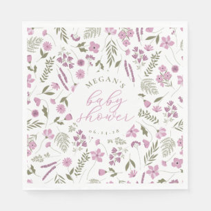 Serviette En Papier Serviettes pour Baby Shower Wildflower - Violet