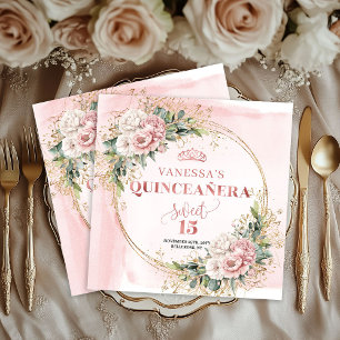 Serviette En Papier Serviettes pour célébration de Mes Quinze ans Fleu