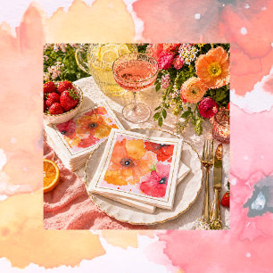 Serviette En Papier Serviettes pour cocktail à motif aquarelle de fleu