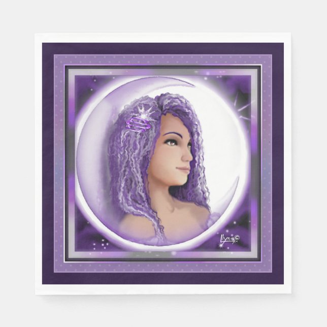 Serviette En Papier serviettes pour enfants pourpres lune (Devant)