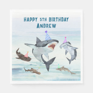 Serviette En Papier Serviettes pour fête d'anniversaire requin piscine