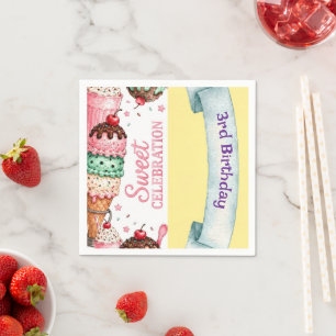Serviette En Papier Serviettes pour fête d'anniversaire Sundae Candyla