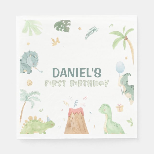 Serviette En Papier Serviettes pour fête de dinosaures (Devant)