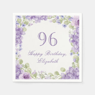Serviette En Papier Serviettes pour le 96e anniversaire Fleurs violett