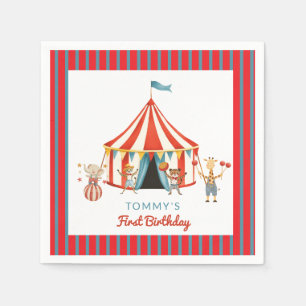 Serviette En Papier Serviettes pour premier anniversaire thème animaux