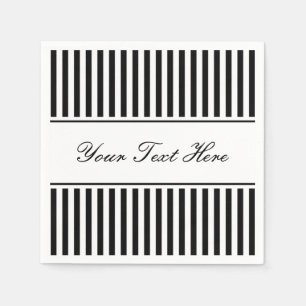 Serviette En Papier Serviettes rayées noir et blanc pour mariage