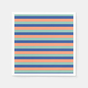 Serviette En Papier Serviettes rayées orange et bleu