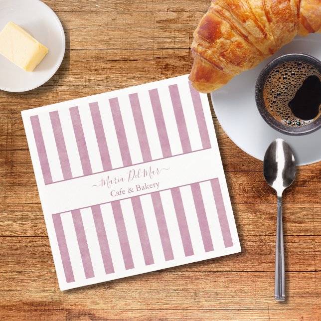 Serviette En Papier Serviettes rayées rose poussiéreux personnalisées (Créateur téléchargé)