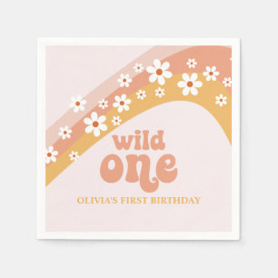 Serviette En Papier Serviettes Rétro Daisy Boho Wild One Arc-en-ciel
