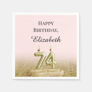 Serviette En Papier Serviettes rose et or pour 74e anniversaire