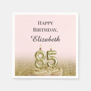Serviette En Papier Serviettes rose et or pour 85e anniversaire