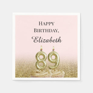 Serviette En Papier Serviettes rose et or pour 89e anniversaire