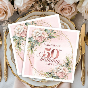 Serviette En Papier Serviettes Rose Gold Blush Eucalyptus 50e Annivers