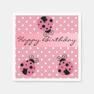 Serviette En Papier Serviettes roses de joyeux anniversaire de