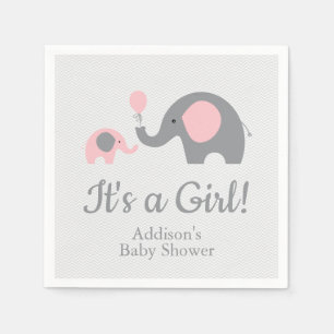 Serviette En Papier Serviettes roses et grises de baby shower