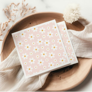 Serviette En Papier Serviettes roses Groovy Retro Daisy