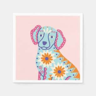 Serviette En Papier Serviettes roses pour chien crâne en sucre jour de