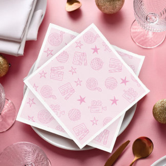 Serviette En Papier Serviettes roses pour soirée cinéma entre filles