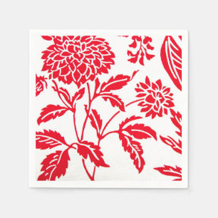 Serviette En Papier Serviettes rouges et blanches d'impression florale