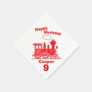 Serviette En Papier Serviettes rouges pour garçons de 9 ans avec nom d