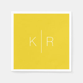 Serviette En Papier Serviettes simples de Mariage de monogramme jaune