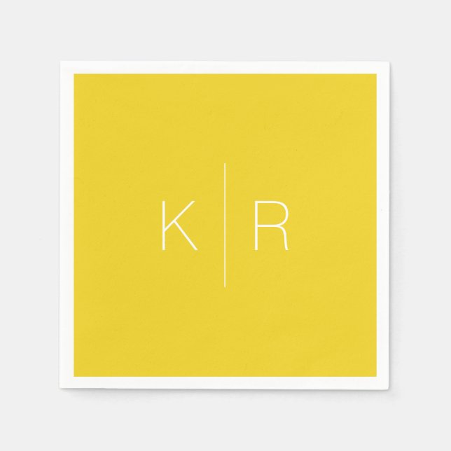 Serviette En Papier Serviettes simples de Mariage de monogramme jaune  (Devant)