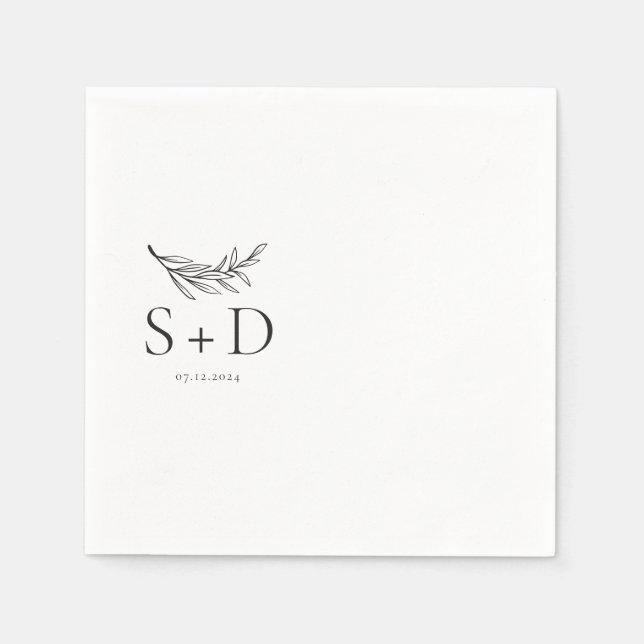 Serviette En Papier Serviettes simples de Mariage monogramme (Devant)