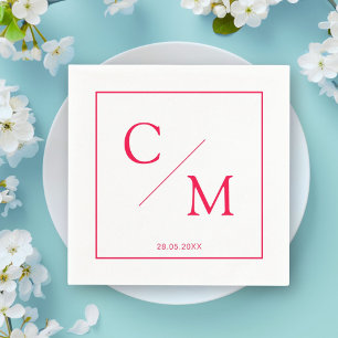 Serviette En Papier Serviettes Simples Élégantes Monogramme Blanc Fram