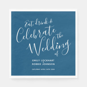 Serviette En Papier Serviettes simples en mariage bleu et blanc